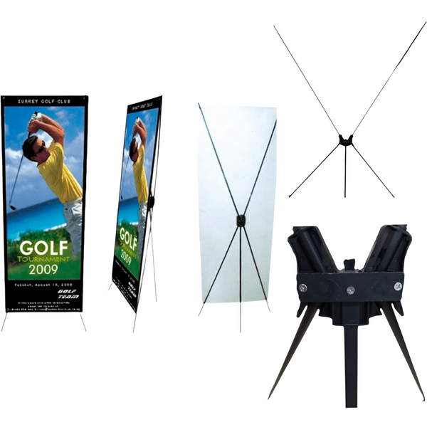 Tripie publicidad lona porta X banner araña 120x200cm Plastico + acero