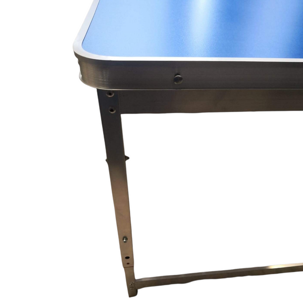 Mesa plegable portátil azul aluminio 1.20m