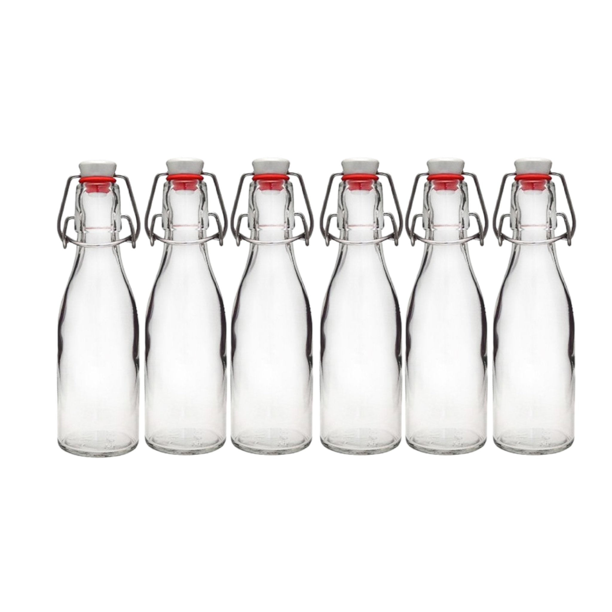 6 Botellas De Vidrio + Tapón Mecanico 250ml