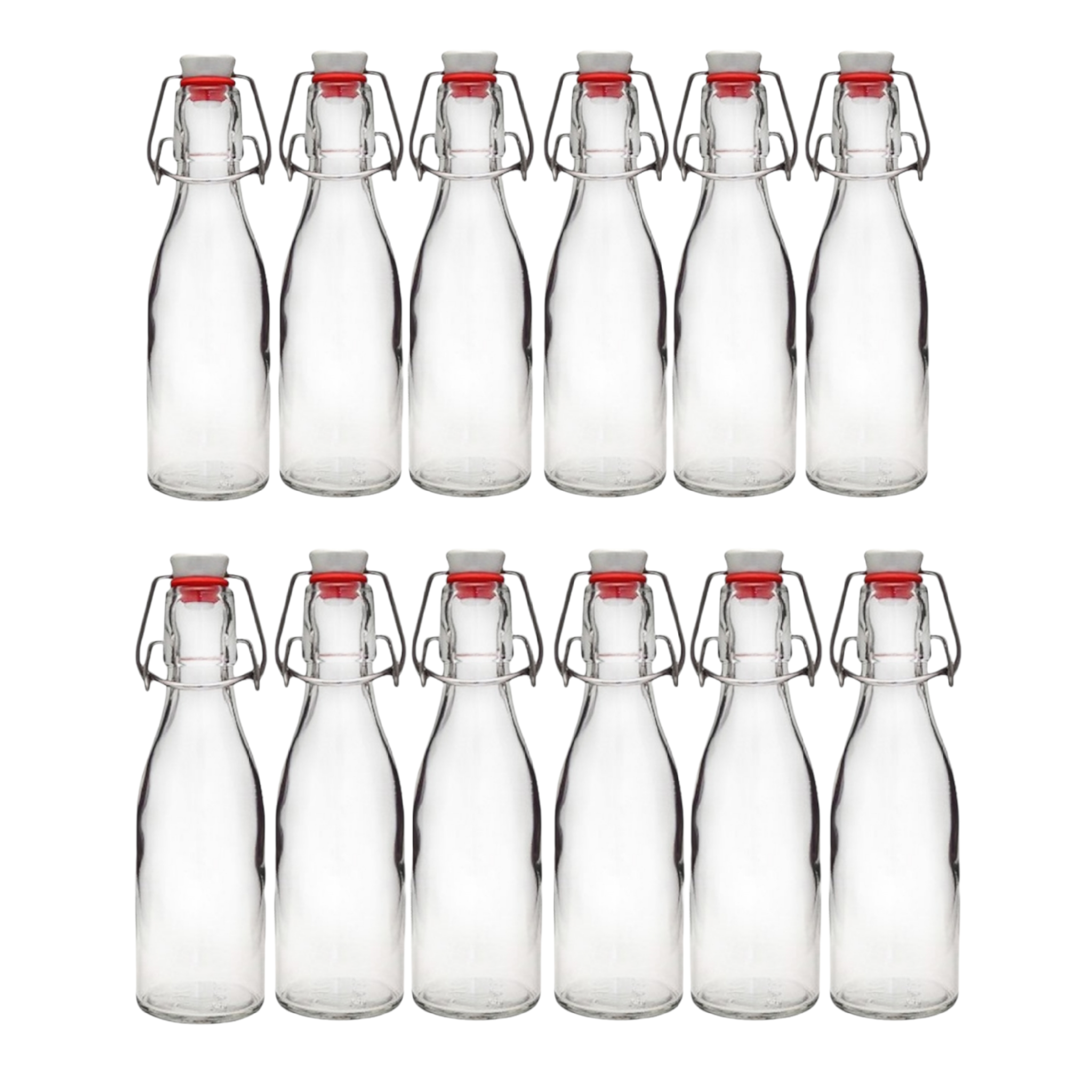 12 Botellas De Vidrio + Tapón Mecanico 250ml