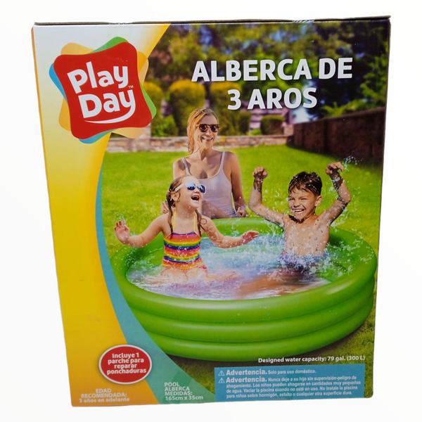 Alberca Piscina Inflable Infantil Niños 3 Aros 165 X 35 Cm.