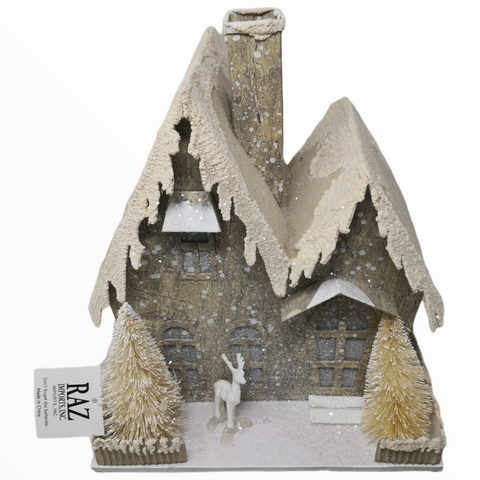 Adorno casa cabaña nevada Navidad de Papel