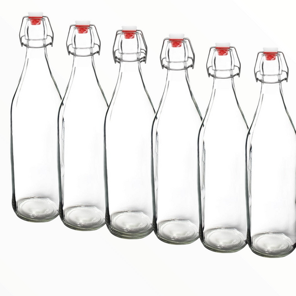 12 Botellas De Vidrio + Tapón Mecánico 1000ml
