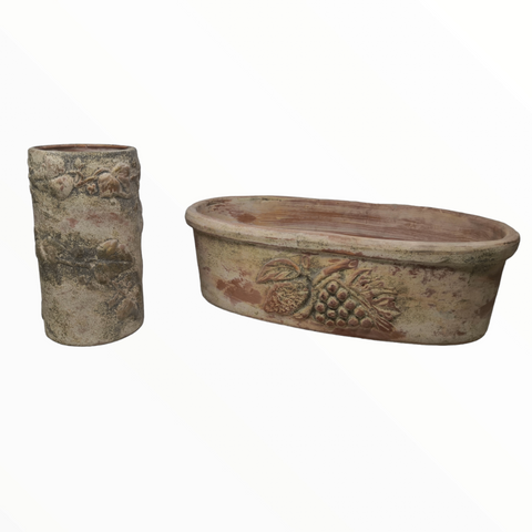 Juego Macetas Artesanales de Barro Decoración pack 2 pz