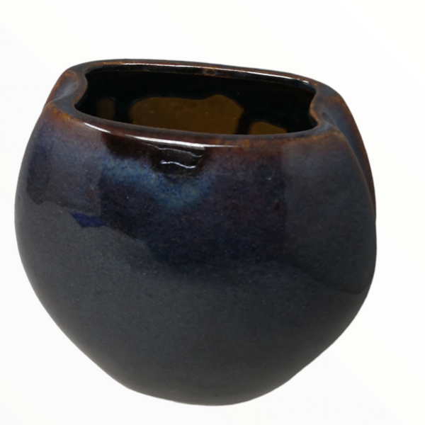 Florero Ceramica  decorativo Moderno Azul Marino 33x12x25 cm
