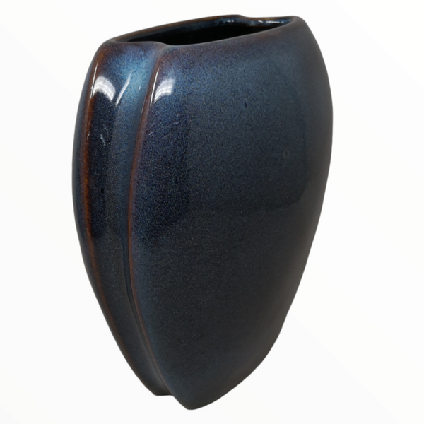 Florero Ceramica  decorativo Moderno Azul Marino 33x12x25 cm