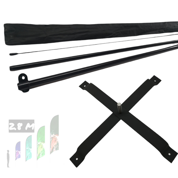 Asta de bandera 2.8m + Base cruceta + pivote giratorio premium