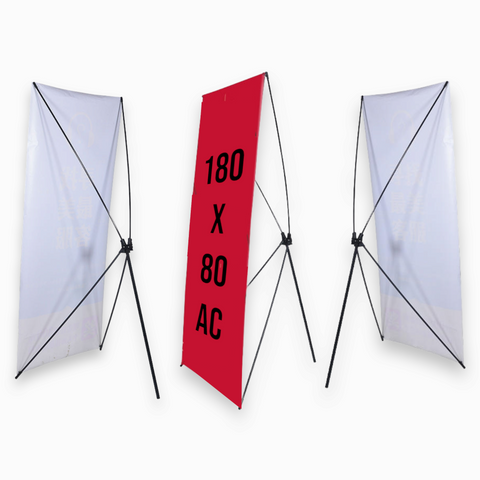 1.1 Tripie publicidad lona porta X banner araña 80x180cm Plastico + acero