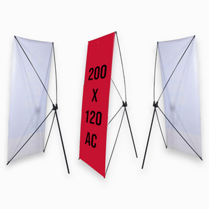Tripie publicidad lona porta X banner araña 120x200cm Plastico + acero