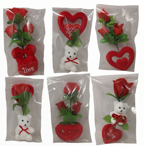 Caja regalo san Valentin osos y corazones 10 pz surtidas