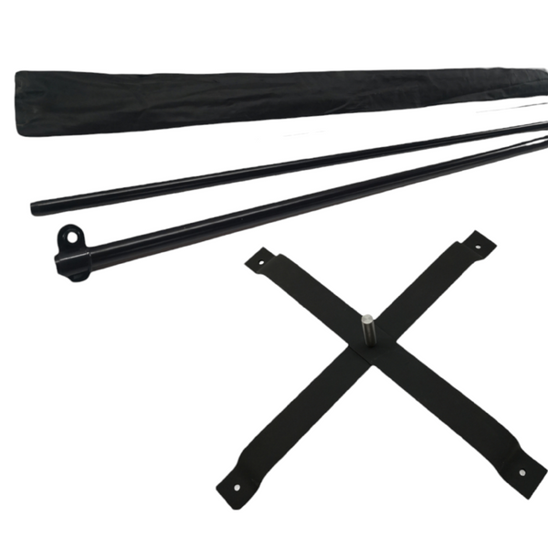 Asta de bandera 2.8m + Base cruceta + pivote giratorio premium