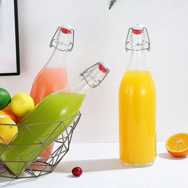 6 Botellas De Vidrio + Tapón Mecanico 250ml