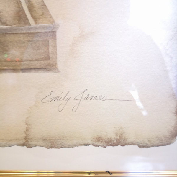 Cuadro Con Marco Madera Emily James Litografia Pedestal 85 X 70 Cm