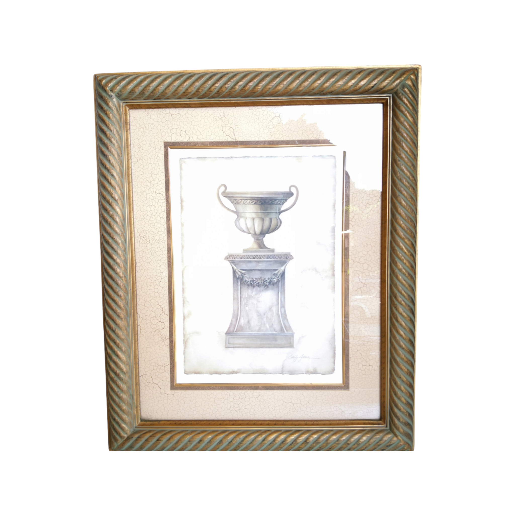Cuadro Con Marco Madera Emily James Litografia Pedestal 85 X 70 Cm