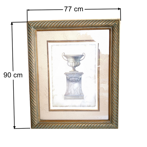 Cuadro Con Marco Madera Emily James Litografia Pedestal 85 X 70 Cm