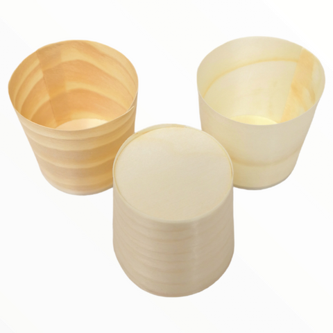 Mini Vasos Hojuela de Pino 4.4x4.5cm 15ml pack 50pz
