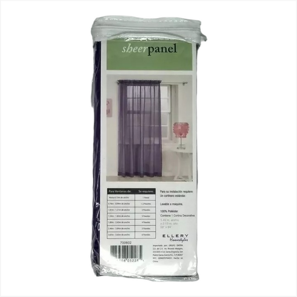 Cortina Sheer Panel 59x84 Purpura Filtro Suave Ellery Homes