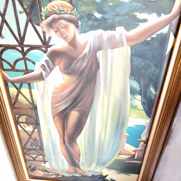 Cuadro lienzo al oleo Musa griega 140x90cm con Marco Decorativo