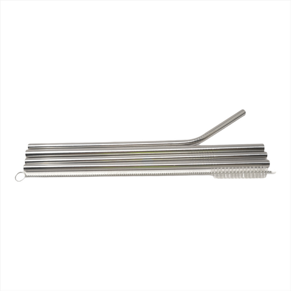 Set 3 Popotes + Cepillo + Funda Reutilizables Metalicos Ecologico