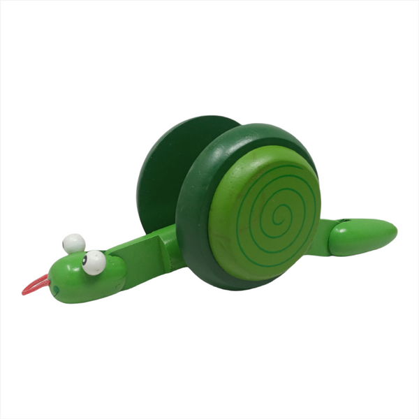 Juguete jaladera Madera caracol artesanal mexicano pack 3pz