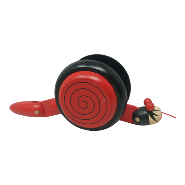 Juguete jaladera Madera caracol artesanal mexicano pack 3pz