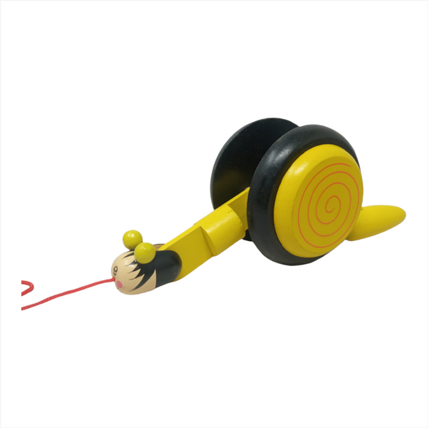 Juguete jaladera Madera caracol artesanal mexicano pack 3pz