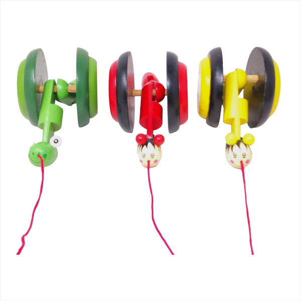 Juguete jaladera Madera caracol artesanal mexicano pack 3pz