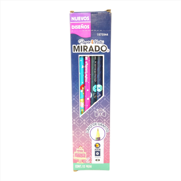 Caja Lapiz Grafito #2 Moderno Infantil Mirado Paper Mate 12 Pza