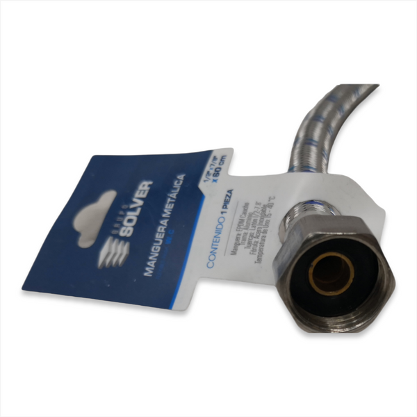 Manguera flexible para WC 1/2"x7/8"x 60cm solver 2 pzs