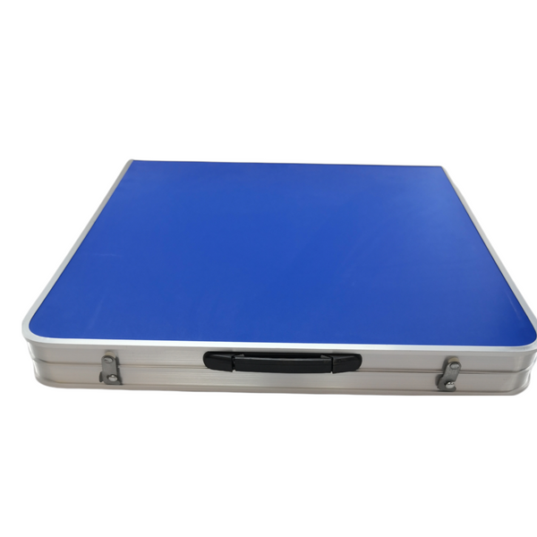 Mesa plegable portátil azul aluminio 1.20m