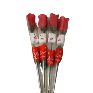 Rosas San Valentin Con Osito Decorativo Paquete 10 Pzas