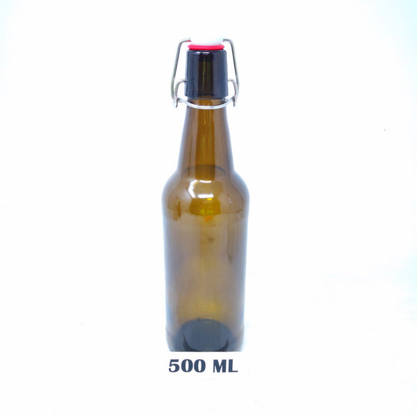 12 Botellas De Vidrio Ambar +  Tapón Mecánico 500ml