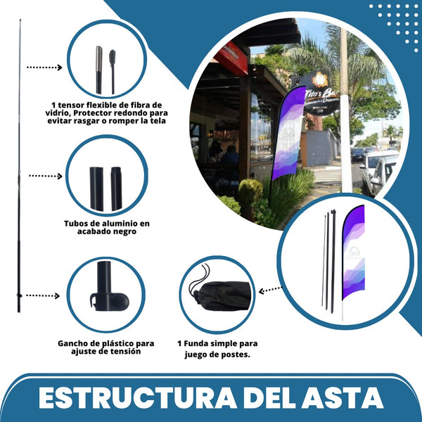 1 Asta De Bandera 3.5m Flag Banner Feather Flag Pole