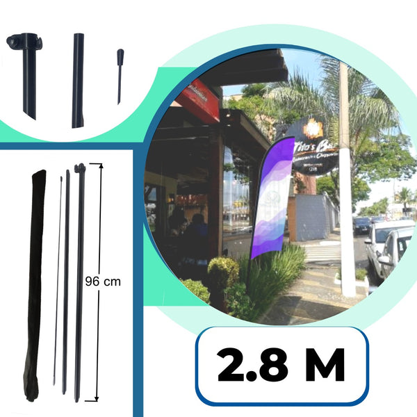 Asta de bandera 2.8m+ Base estructura cruceta+ pivote