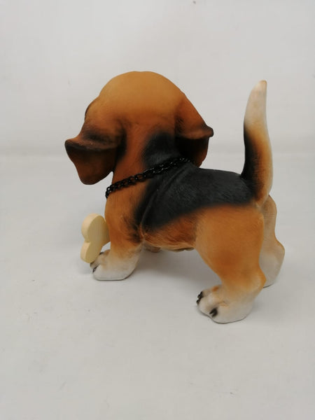 Figura Decorativa Ceramica De Cachorro Con Collar Welcome