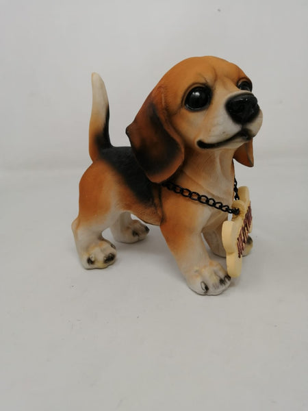 Figura Decorativa Ceramica De Cachorro Con Collar Welcome