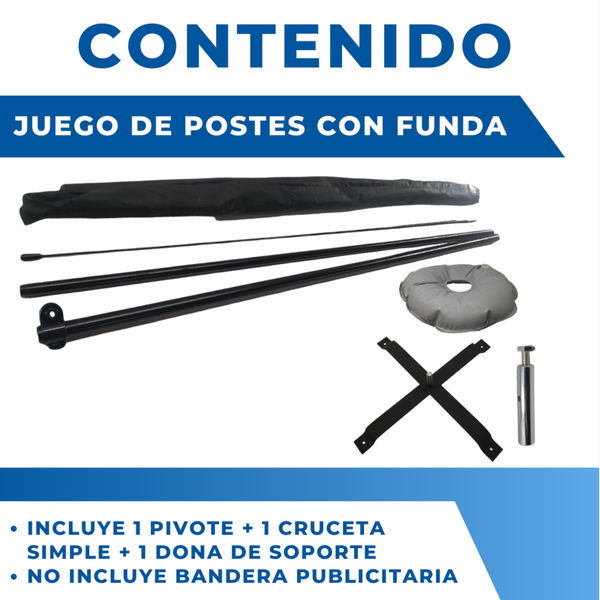 1 asta bandera 3.5 + cruceta simple + pivote + dona soporte