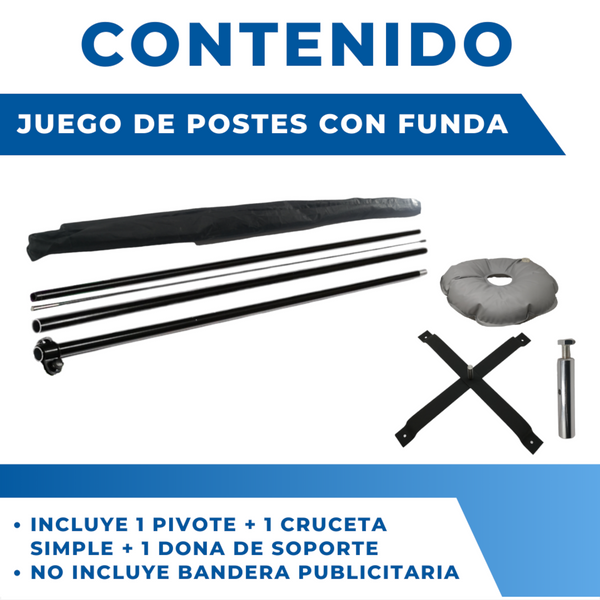 1 asta bandera 4.5 + cruceta simple + pivote + dona soporte