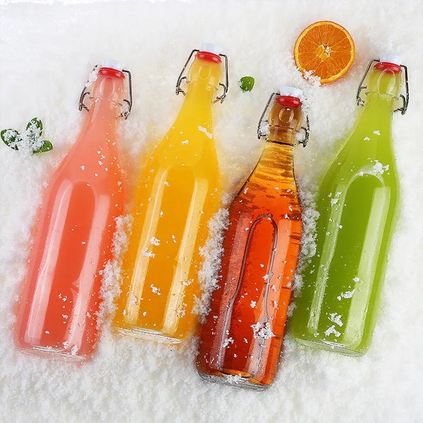 12 Botellas De Vidrio + Tapón Mecánico 1000ml