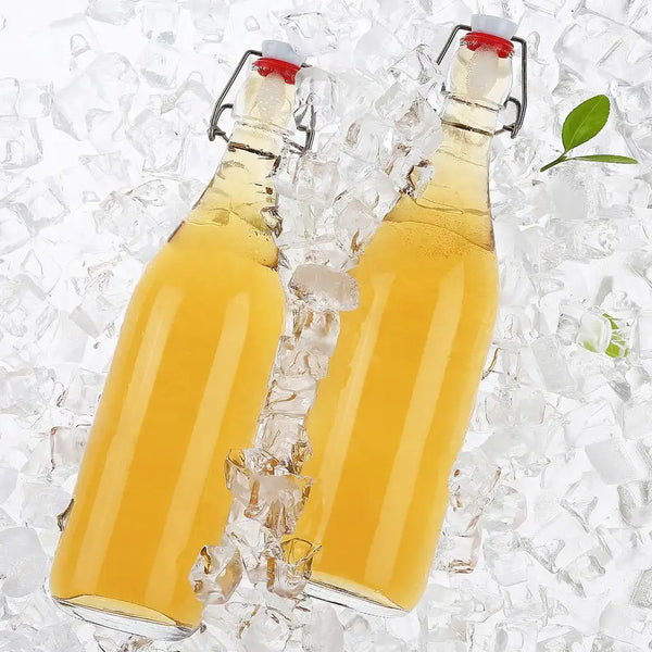 12 Botellas De Vidrio + Tapón Mecánico 1000ml