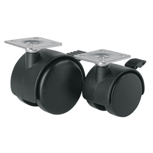 Rodaja Nylon Tipo Yoyo Placa Móvil 40mm Con freno Paq 4 pzs