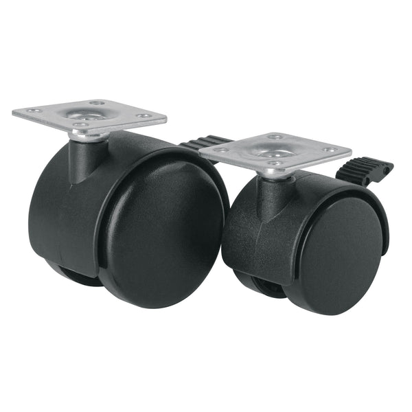 Rodaja Nylon Tipo Yoyo Placa Móvil 40mm Con freno Paq 4 pzs
