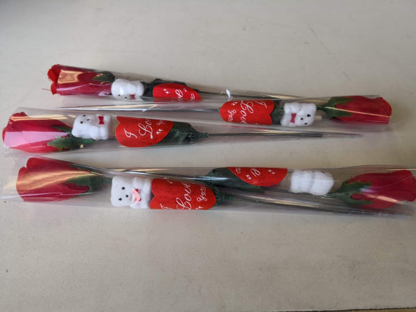 Rosas San Valentin Con Osito Decorativo Paquete 10 Pzas