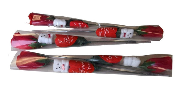 Rosas San Valentin Con Osito Decorativo Paquete 10 Pzas