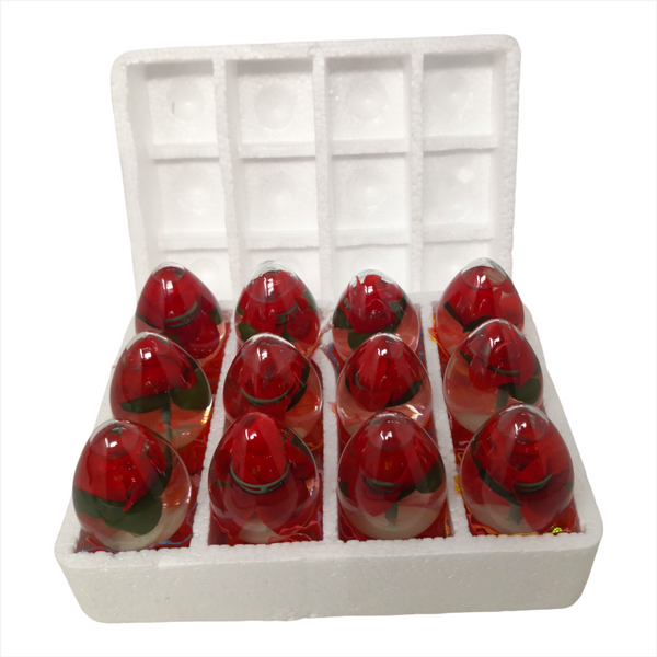 Rosas Encapsuladas en Agua Luz Led Pack 12pz San Valentin